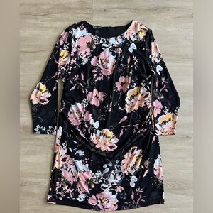 INC International Concepts Peony Garden Floral Bodycon Dress Black Size 2X